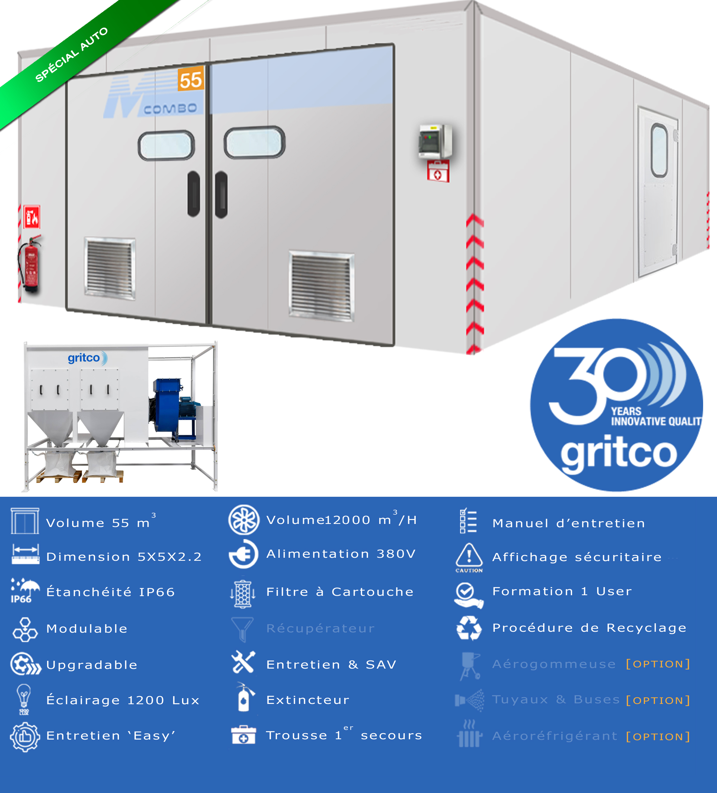 Cabine d'aérogommage M55 Combo
